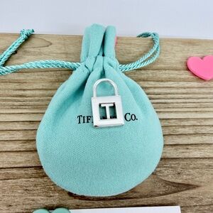 Tiffany & Co Letter T Lock Charm Pendant in Silver